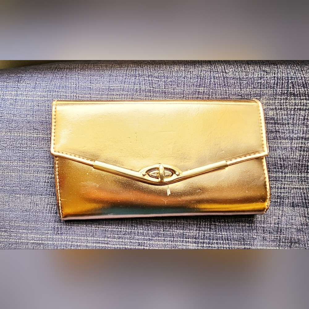 Fioni Night Rose Gold Champagne envelope clutch, formal, prom, wedding, date